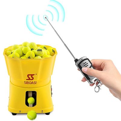 Fütterungsmaschine des gelben Tennis-80W, Mini Tennis Ball Server Speed justierbar